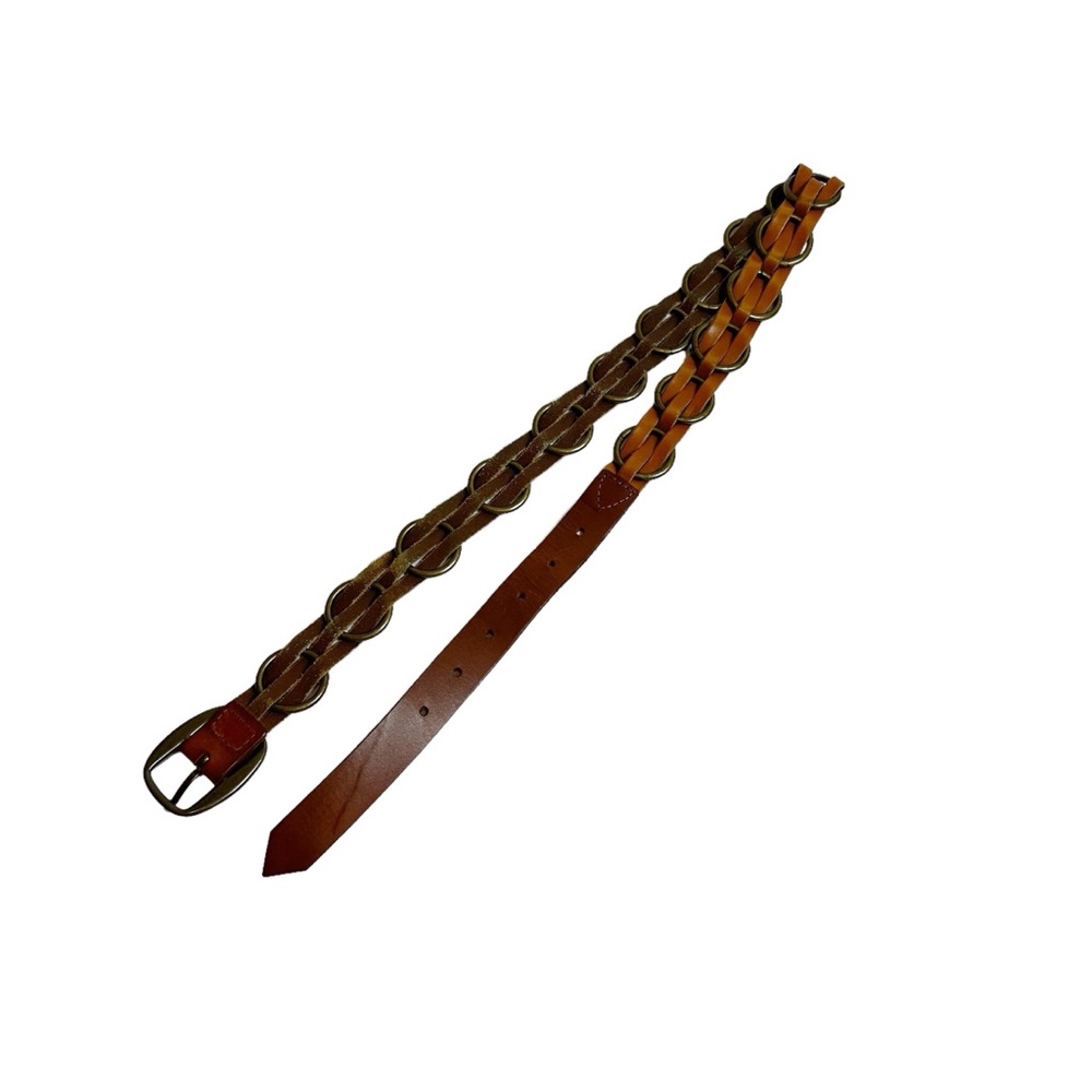 Express Brown Leather Woven Chain Style Belt - Picture 3 of 13